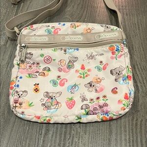 LeSportsac koala bears Crossbody Bag koala hugs strawberries paisley flowers